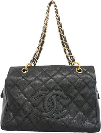 Chanel Black Grained Calfskin Tote Bag (Pre-Owned)