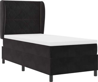 vidaXL Cama Tipo Box Spring Con Colch&oacute;n Negro 90 X 190 Cm Terciopelo Vidaxl