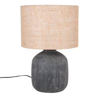 Maisons du monde L&aacute;mpara de mesa cer&aacute;mica negra y yute - La elegancia natural