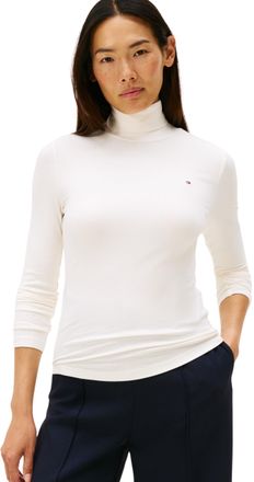 Tommy Hilfiger Womens Slim Rib Knit Roll Neck Jumper, White (Ivory Silk), 3XL