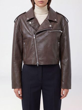 Frankie Shop Daphne Faux Leather Biker Jacket with Asymmetric Zip