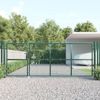 Berkfield Home Mesh Garden Gate Green 350x175 cm Galvanised Steel