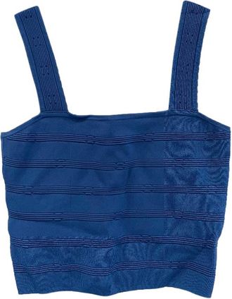 Sandro Sando Blue Stretch Fitted Crop Top Size M