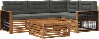 vidaXL Conjunto De Sof&aacute;s De Exterior 5 Uds. Natural Y Antracita Vidaxl