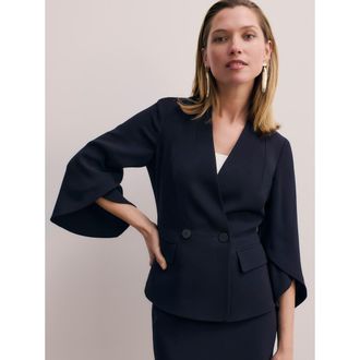 The Fold Ansdell Clever Crepe Blazer in Navy at Nordstrom, Size 10