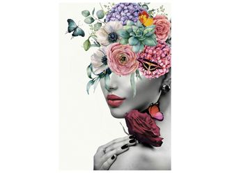 Schubiger M&ouml;bel Digitaldruck auf Glas Lady mit Blumenper&uuml;cke