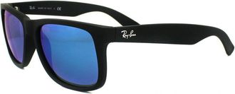 Ray-Ban Mens Sunglasses Justin 4165 622/55 Rubber Black Blue Mirror - One Size