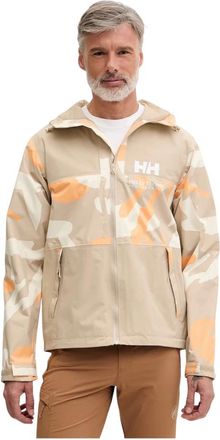 Helly Hansen Ace Graphic Rain Jacket - Heren - Outdoorjassen - Beige - S - Fitness