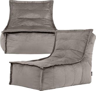 Icon Brand Dolce Large Beanbag Lounger, Velvet (2-Pack) in Charcoal