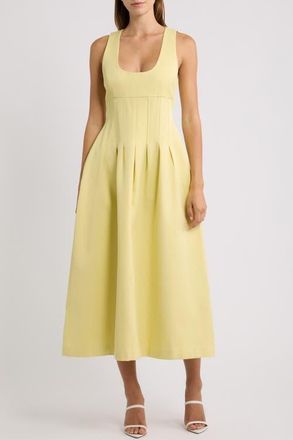 Odd Muse Cinched Midi Dress in Lemon at Nordstrom, Size Xxx-Large