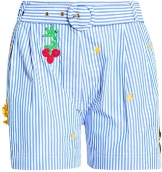 Camilla Magic of the Mercado Crochet Embellished Stripe Cotton Shorts at Nordstrom, Size Medium