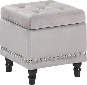 Beliani Puf con almacenaje terciopelo gris claro 37 cm 37 cm 40 cm