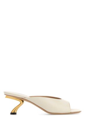 Ferragamo White Slip On Heels
