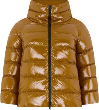 Herno Gevoerde jas met rits - Dames - Winterjassen - Bruin - 2XS - Leer - Jassen