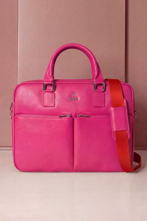 D'Arienzo Borsa Ventiquattrore in pelle di vitello fuxia saffiano con doppia tasca DArienzo, Seleziona Taglia Unica, Colore Fuxia