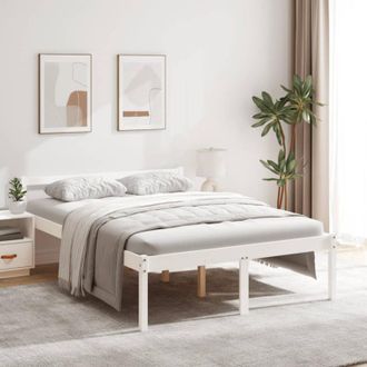 vidaXL Cama Senior Sin Colch&oacute;n Madera Maciza De Pino Blanco 120x200 Cm Vidaxl
