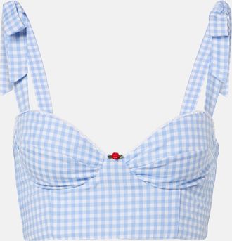 Bananhot Alba gingham cotton poplin crop top
