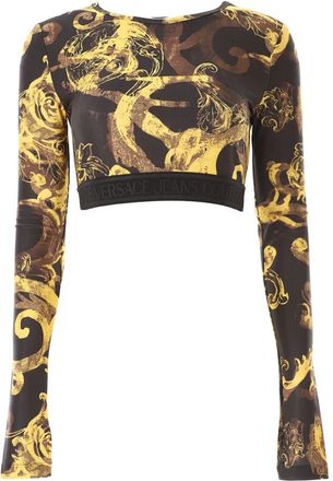 Versace Jeans Couture Watercolour Couture Crop Top - Dames - Longsleeves - Veelkleurig - S - Polyester - Tops