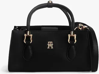 Tommy Hilfiger Womens Monogram Mini Satchel Bag - Black