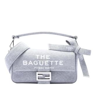 Fendi Pre-owned Jersey Satchel - Dames - Vintage Schoudertas - Grijs - ONE Size - Katoen - Vintage