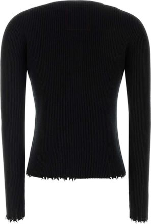 Uma Wang Womens Black Cashmere Henley Sweater Exterior: Maglie