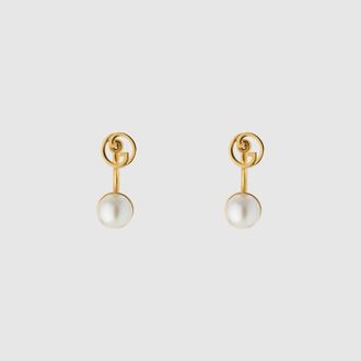 Gucci Blondie Resin Pearl Earrings, Gold-toned metal, Gold-toned metal