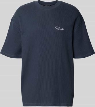 Pegador Oversized T-Shirt mit Strukturmuster in Dunkelblau, Gr&ouml;&szlig;e XXL