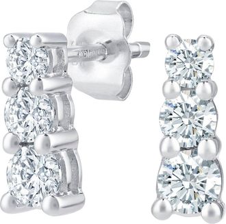 Jewelco London 9ct White Gold Round 1/2ct Diamond Trilogy Stud Earrings - PE0AXL2379W