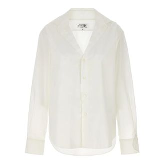 Maison Margiela Overhemden, Dames, Wit, S, Katoen, V-Neck Shirt