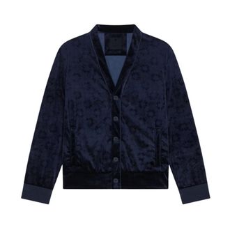 Givenchy Embossed Velvet Cardigan - male - Givenchy - Cardigans - Blue - L - Knitwear