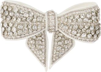 Self Portrait Womens Crystal-Embellished Bow Hair Clip White Synthetic Pins Claws & Clips