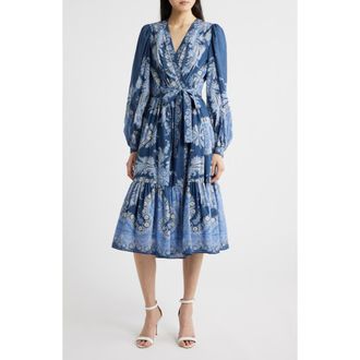 Kobi Halperin Kai Print Long Sleeve Midi Dress in Midnight Multi at Nordstrom, Size X-Large
