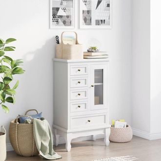 Berkfield Home White Cabinet with 5 Drawers 2 Shelves White