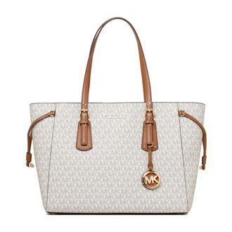 Michael Kors Tote Bags, female, Beige, Size: ONE SIZE Vanilla Medium Voyager Tote Bag