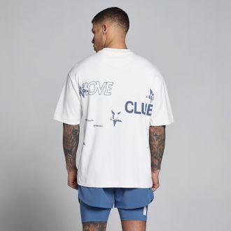 MyProtein Camiseta de algod&oacute;n oversize Hybrid Graphic para hombre de MP - Blanco/Azul pizarra - S