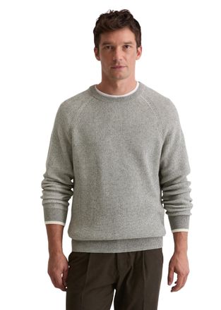 Marc O'Polo Rundhalspullover MARC OPOLO, Herren, Gr. L, grau melange, Strick, Obermaterial: 71% Baumwolle, 19% Schurwolle, 10% Polyamid, regular fit normal, Rundh