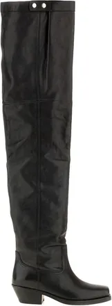 Isabel Marant Amati Over-the-Knee Laarzen - Dames - Cowboylaarzen - Zwart - 39 EU - Leer - Schoenen