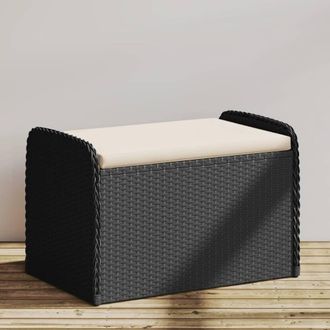 vidaXL Vidaxl - Cassapanca Con Cuscino Nera 80x51x52 Cm In Polyrattan