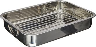 OEM Sart&eacute;n Cuadrada Con Inserto De Acero Inoxidable, 40 Cm, Plateada, 42 X 30,4 X 6,4 Cm, 2 Unidades