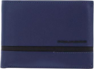 Piquadro Accessoires, Dames, Blauw, ONE Size, Leer, Portemonnee met Muntvak