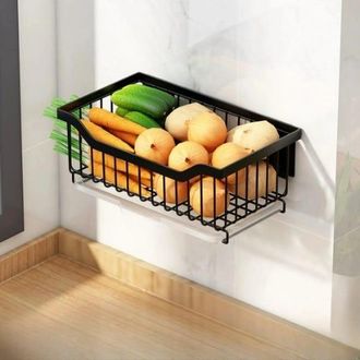 OEM Cesta De Frutas De Acero Inoxidable - Escurridor De Verduras De Cocina - 29,5 Cm - Desmontable Y Lavable - Montaje En Pared - Negro