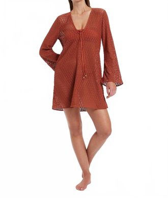 JETS Stretch Lace Kaftan Cover Up In Russet