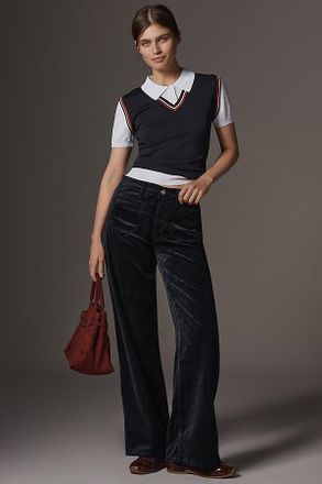 Frame Denim Le Slim Palazzo Velvet High-Rise Wide-Leg Jeans