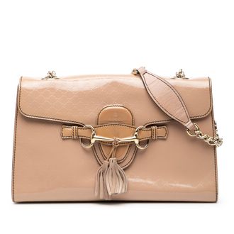 Gucci Pre-owned Womens Medium Microguccissima Patent Emily Shoulder Bag - Tan Leather - One Size