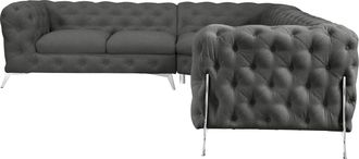 HOME AFFAIRE Chesterfield-Sofa »Amaury L-Form« grosses Ecksofa, Chesterfield-Optik, Breite 323 cm, Fussfarbe wählbar