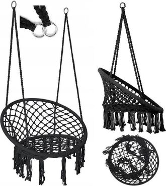 OEM Columpio Colgante Storks Nest Para Jard&iacute;n, Estilo Bohemio, 120 Cm, Color Negro