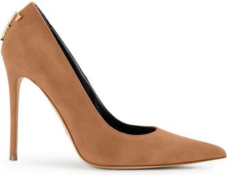 Elisabetta Franchi Su&egrave;de Pomp met Logo Detail - Dames - Pumps - Geel - 35 EU - Su&egrave;de - Schoenen