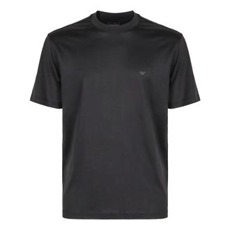 Emporio Armani Geribbelde ronde hals katoenen T-shirt - Heren - T-shirts - Blauw - S - Katoen - Tops