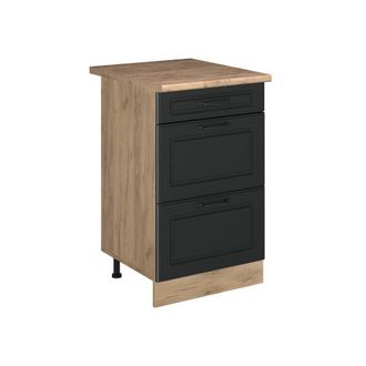 Vicco Mueble Bajo De Cocina R-line, Antracita Casa De Campo/roble Dorado, 50 Cm Encimera Roble Dorado, Vicco
