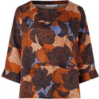 Masai Overhemden, Dames, Veelkleurig, S, Herfstprint Top 3/4 Mouwen